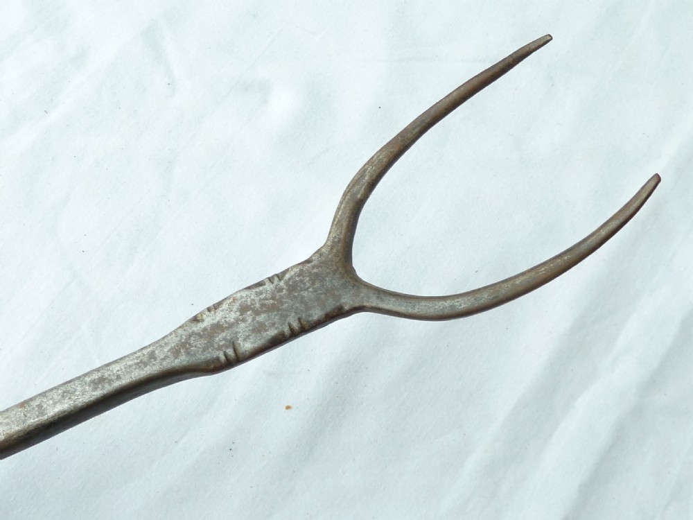 17th Century Steel Toasting Fork Flesh Wrought Iron Steel View V