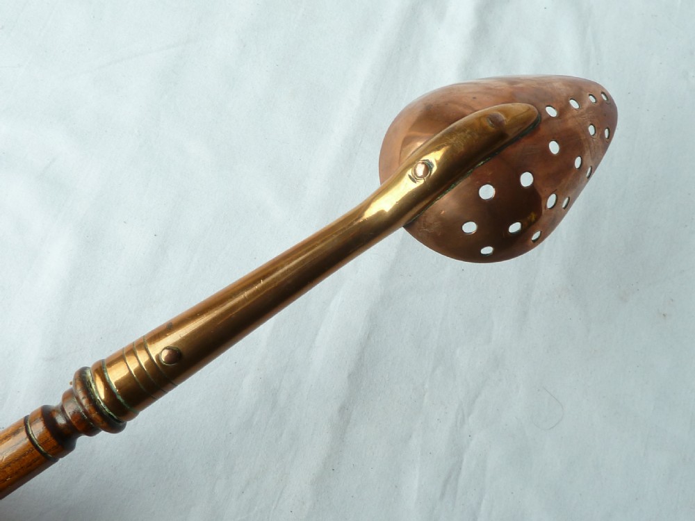 Victorian Copper Straining Spoon Ash Treen View IV