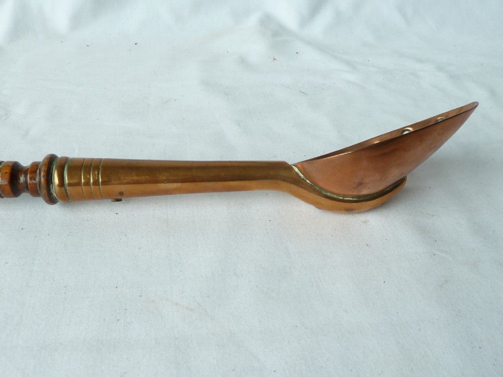 Victorian Copper Straining Spoon Ash Treen View VI