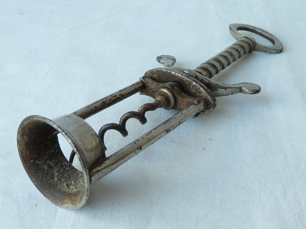 English Wingnut Two Pillar Steel Corkscrew View VI