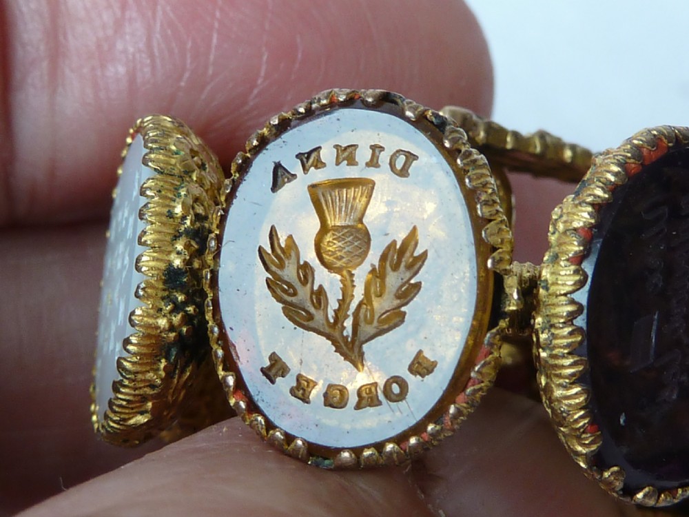 Wheel Seal Gilt Brass Agate Glass Victorian Letter Wax Intaglio View V