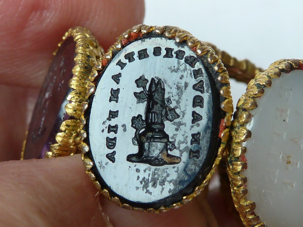 Wheel Seal Gilt Brass Agate Glass Victorian Letter Wax Intaglio View VII