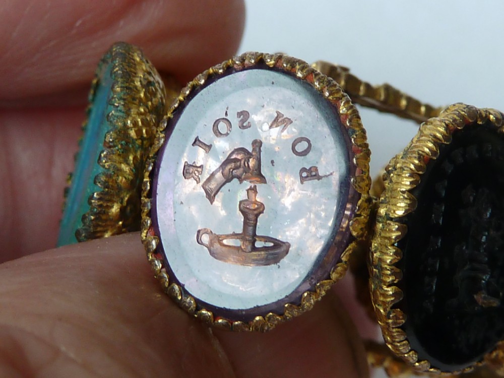 Wheel Seal Gilt Brass Agate Glass Victorian Letter Wax Intaglio View VIII