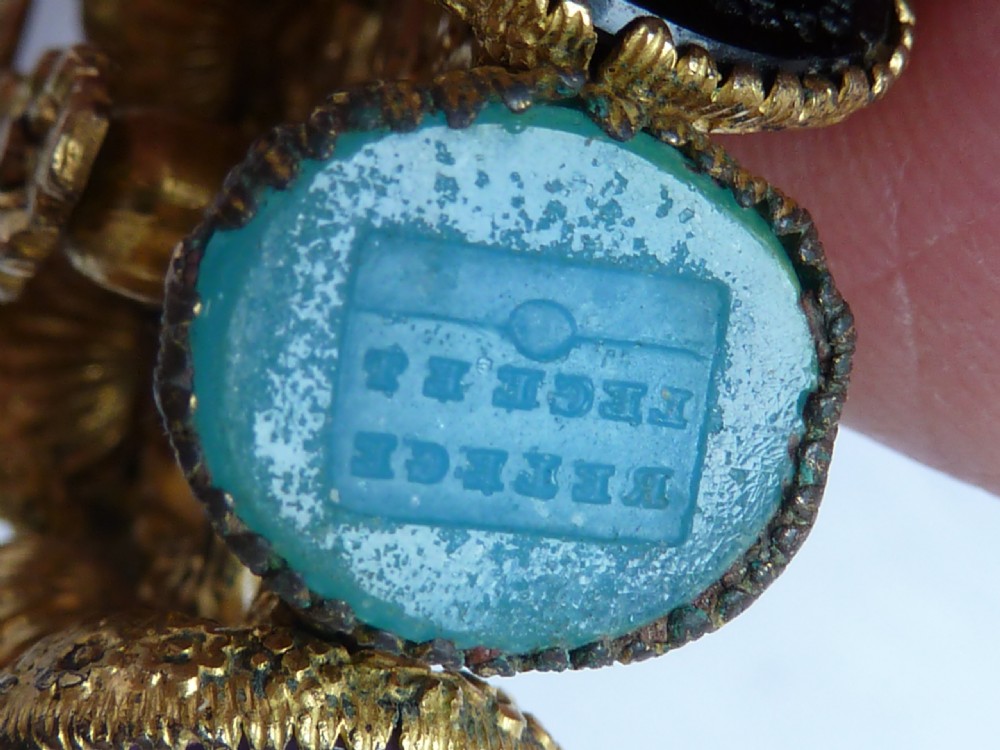 Wheel Seal Gilt Brass Agate Glass Victorian Letter Wax Intaglio View IX