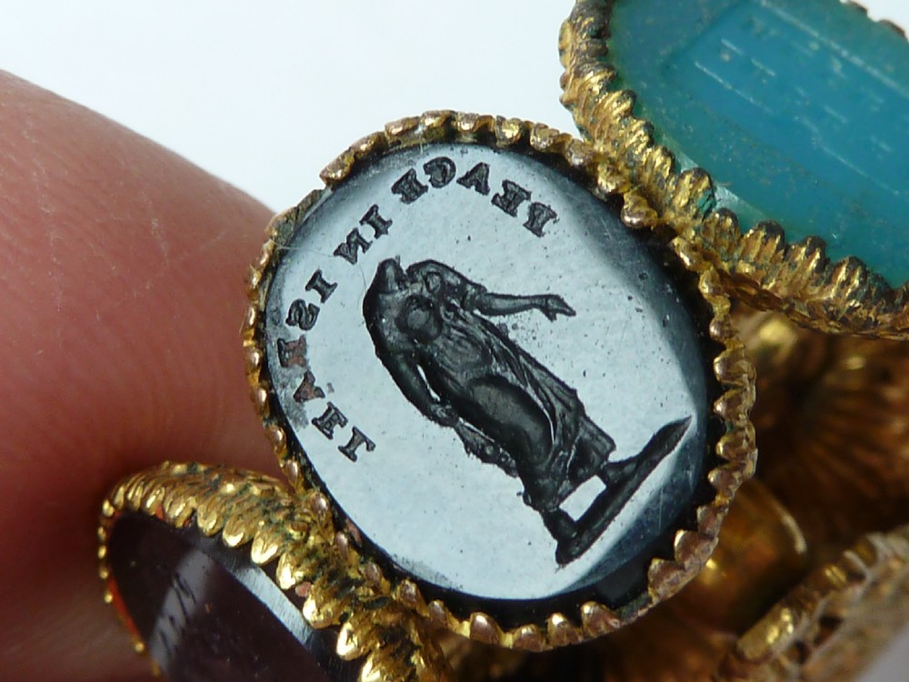Wheel Seal Gilt Brass Agate Glass Victorian Letter Wax Intaglio View X