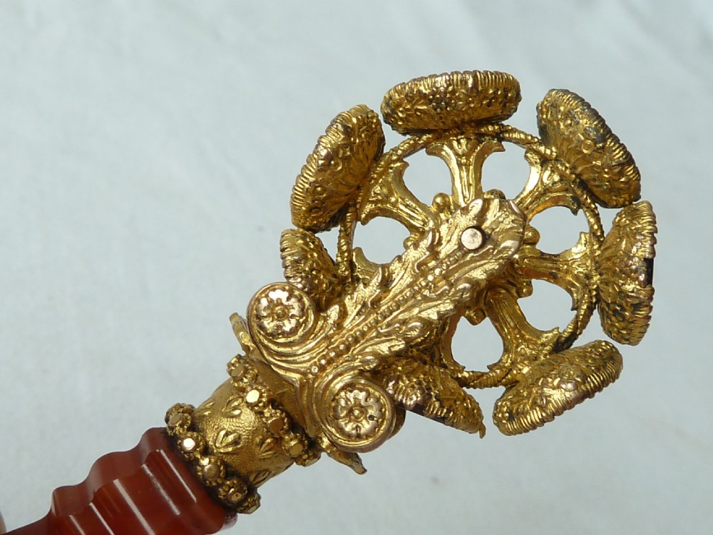 Wheel Seal Gilt Brass Agate Glass Victorian Letter Wax Intaglio View XV