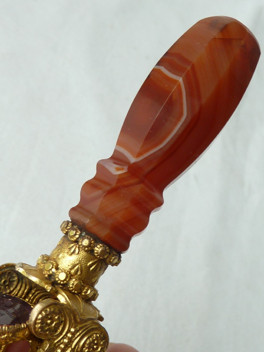 Wheel Seal Gilt Brass Agate Glass Victorian Letter Wax Intaglio View XVI