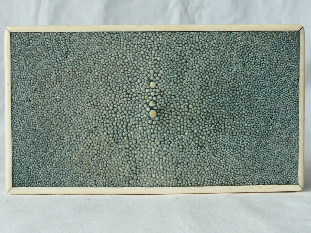 Art Deco Shagreen Bone Cigarette Box Period View VI