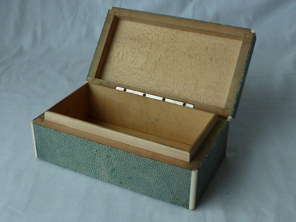 Art Deco Shagreen Bone Cigarette Box Period View VII