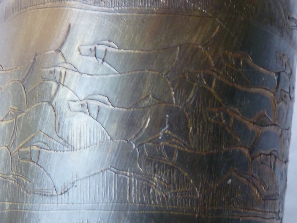 Scrimshaw Engraved Horn Cup Fox Hunt Hounds Late Georgian Early Victorian View IX