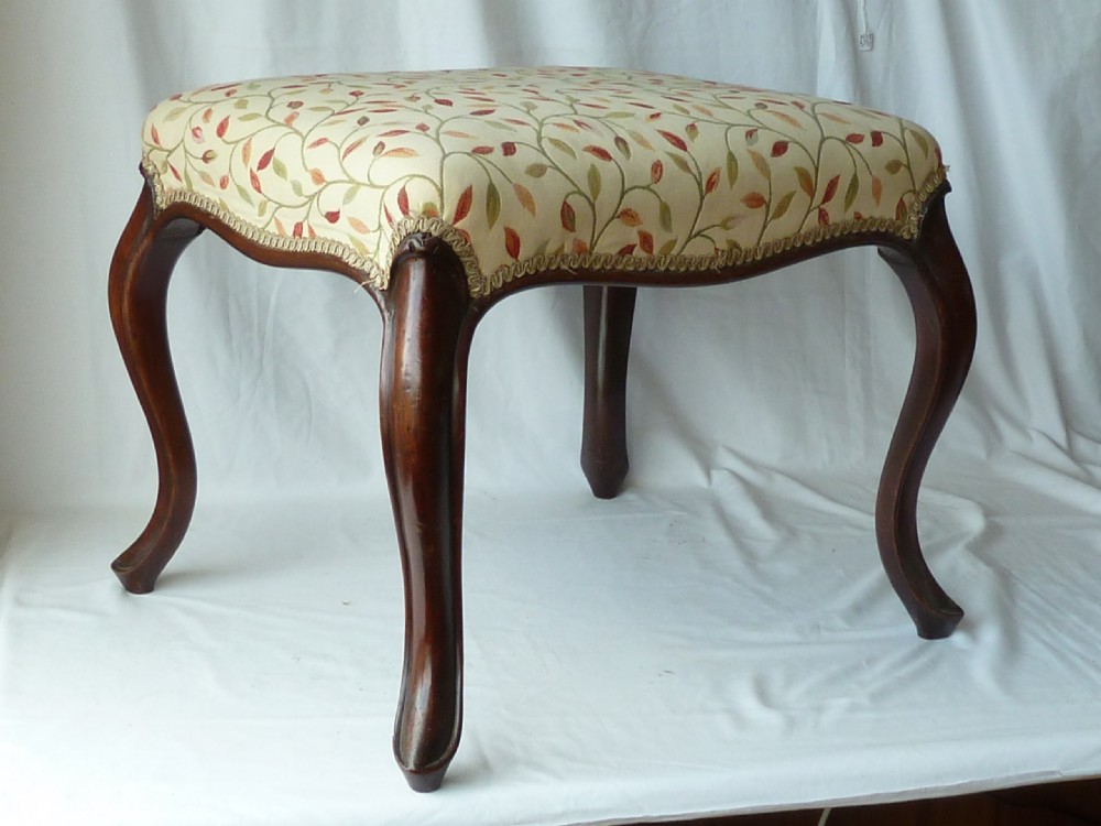 Original Victorian Mahogany Cabriole Leg Serpentine Stool View II