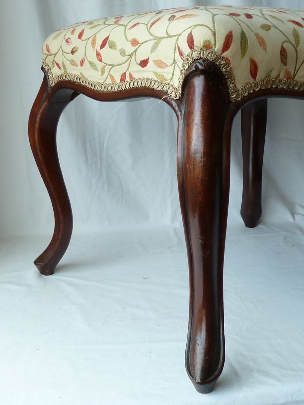 Original Victorian Mahogany Cabriole Leg Serpentine Stool View III
