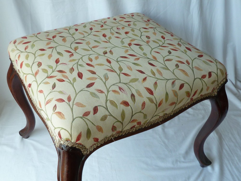 Original Victorian Mahogany Cabriole Leg Serpentine Stool View IV