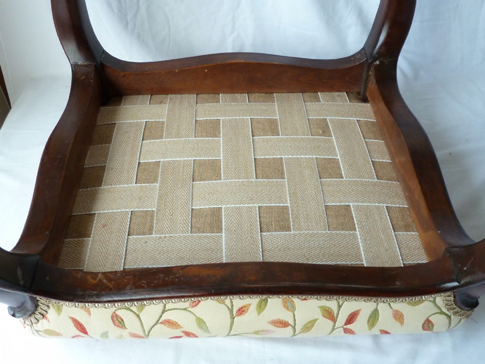 Original Victorian Mahogany Cabriole Leg Serpentine Stool View V