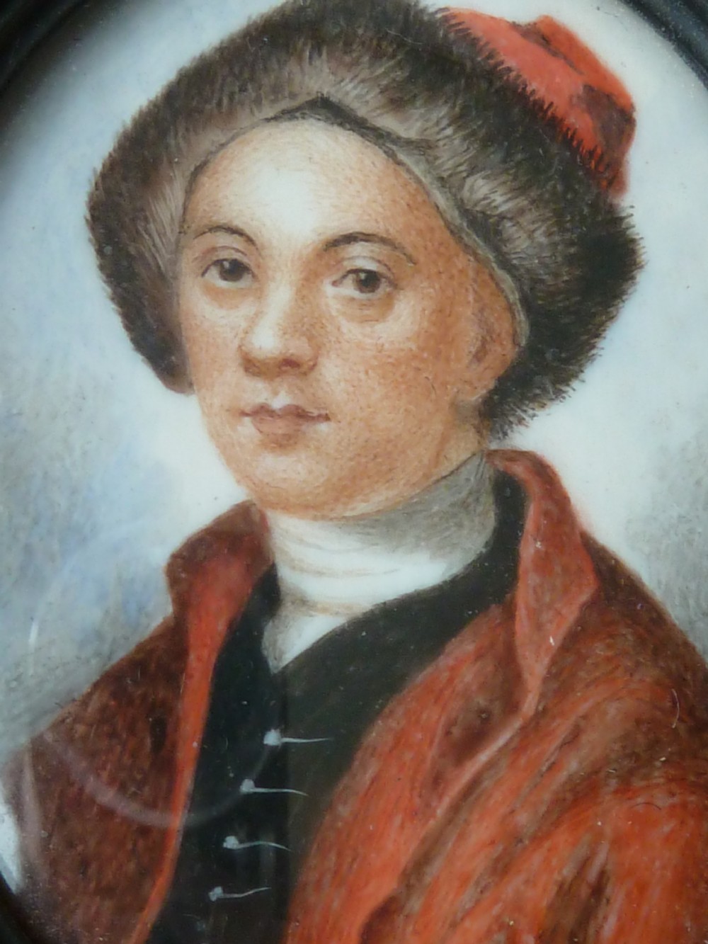William Hogarth Georgian Portrait Miniature Pear Wood Frame View III