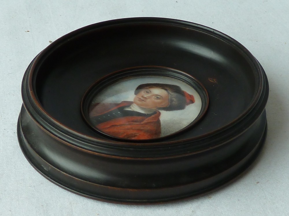 William Hogarth Georgian Portrait Miniature Pear Wood Frame View IV