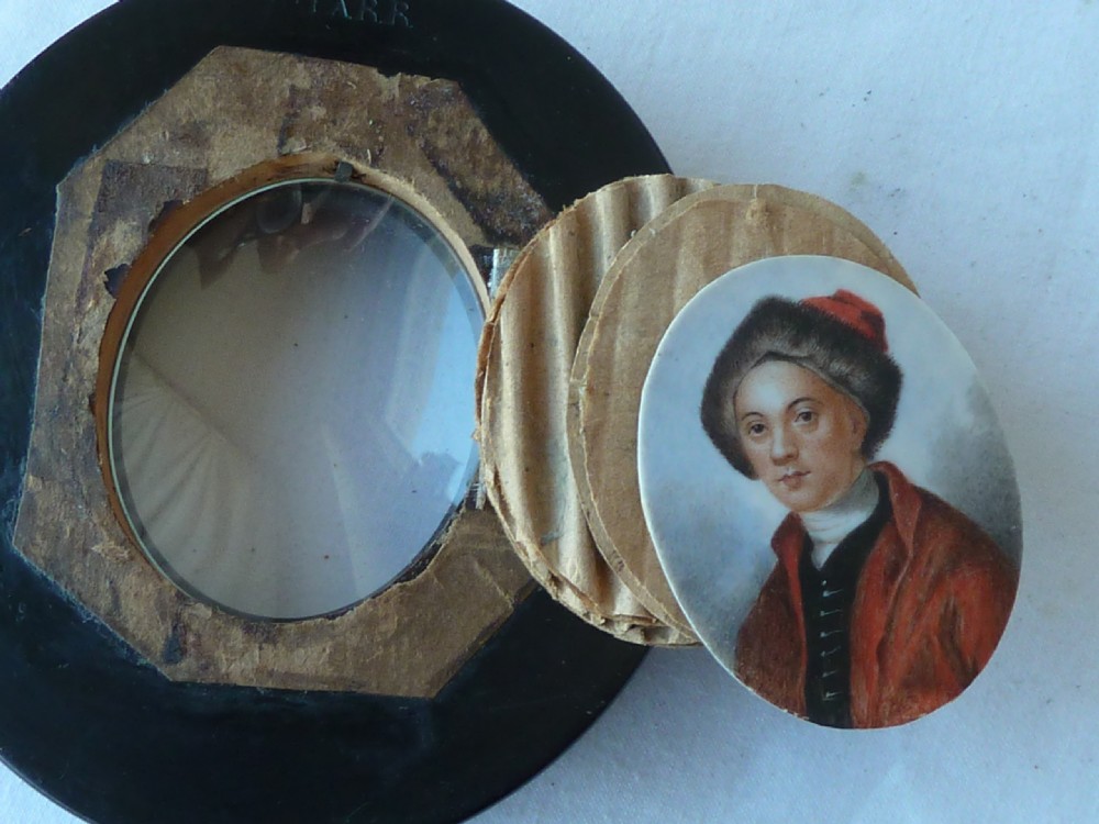 William Hogarth Georgian Portrait Miniature Pear Wood Frame View V