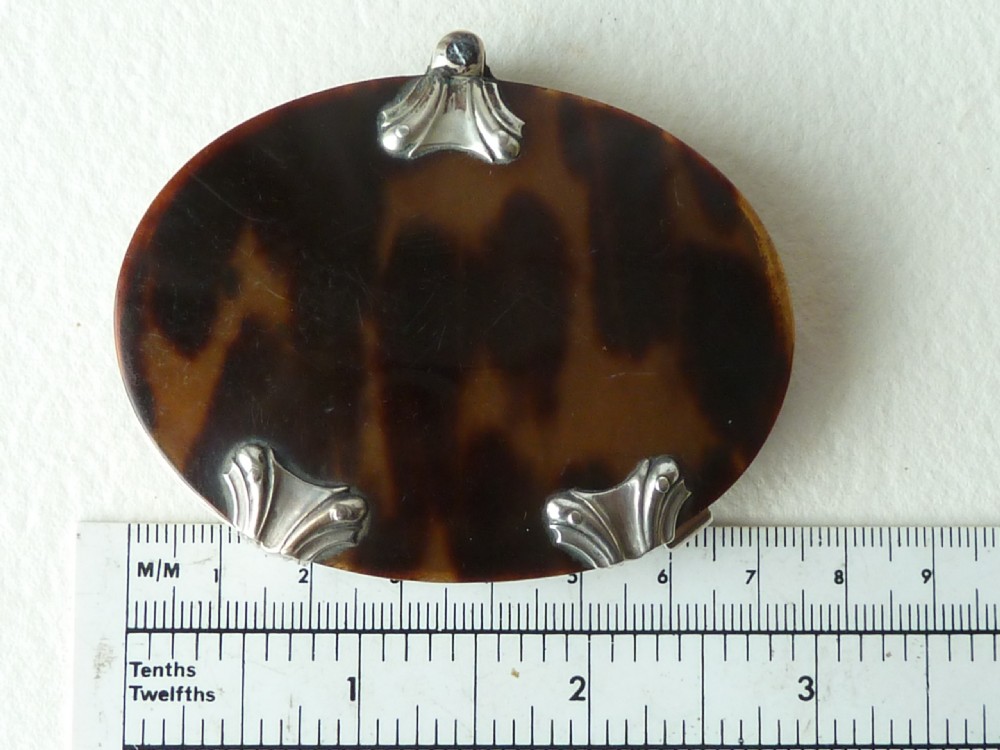 Georgian Silver Tortoiseshell Horn Oval Magnifying Glass Lens Loupe View III