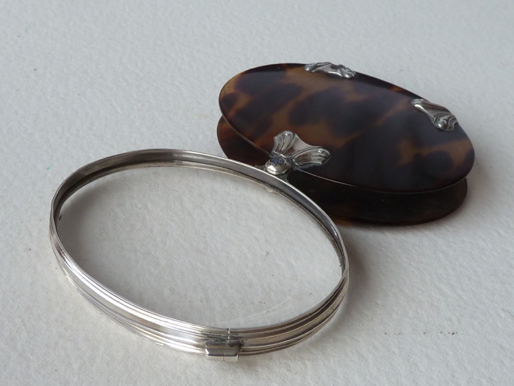 Georgian Silver Tortoiseshell Horn Oval Magnifying Glass Lens Loupe View IV