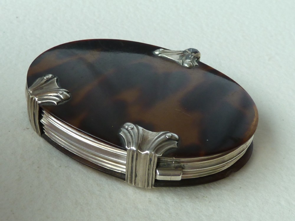 Georgian Silver Tortoiseshell Horn Oval Magnifying Glass Lens Loupe View V