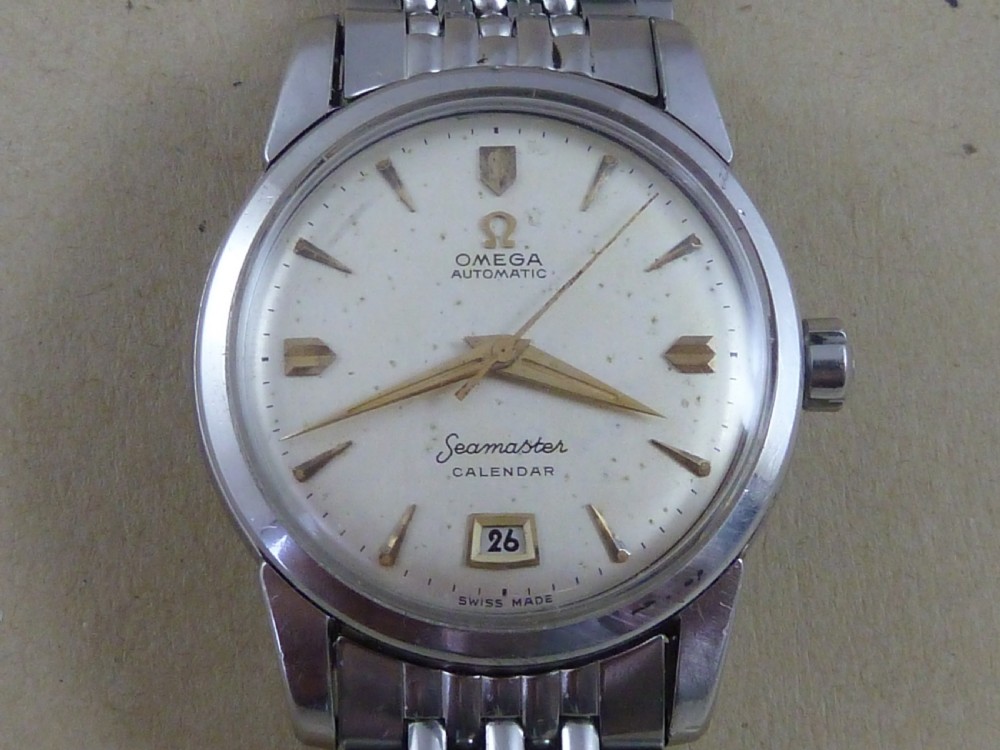 Omega Seamaster Automatic 355 Bumper Calendar Stainless Steel Rice Bead Bracelet Watch 1952 View II