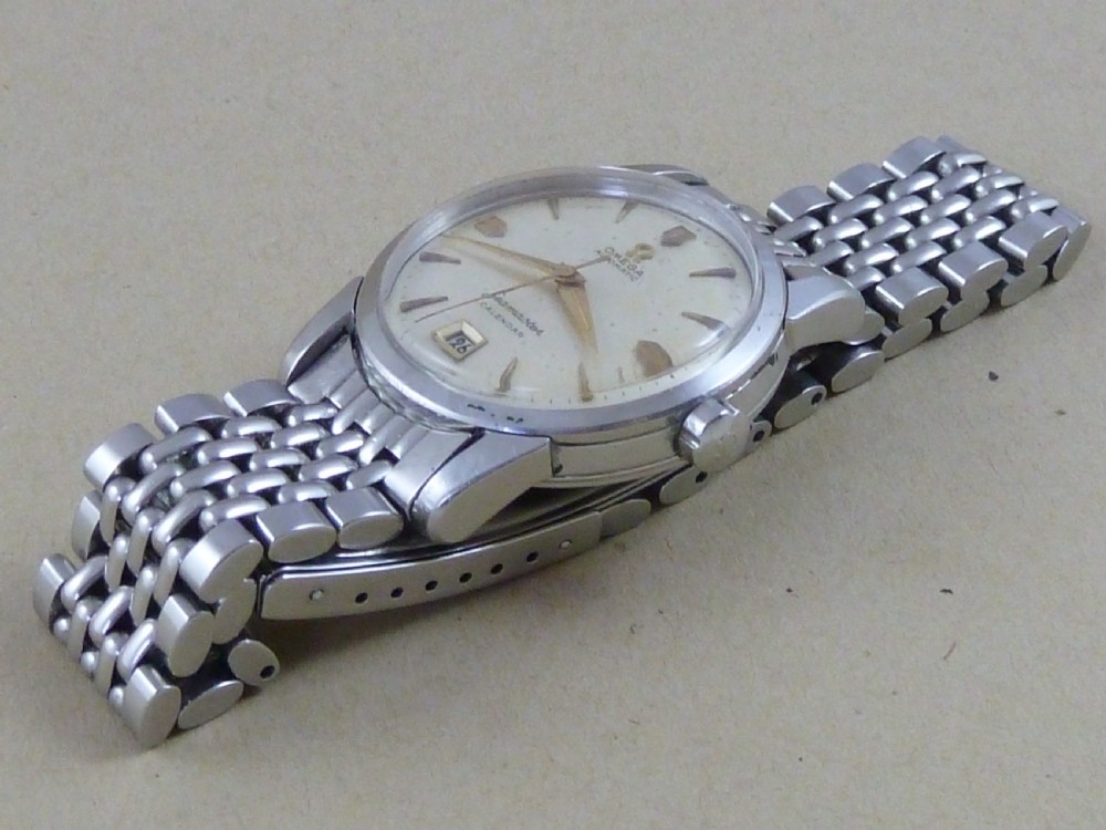 Omega Seamaster Automatic 355 Bumper Calendar Stainless Steel Rice Bead Bracelet Watch 1952 View III