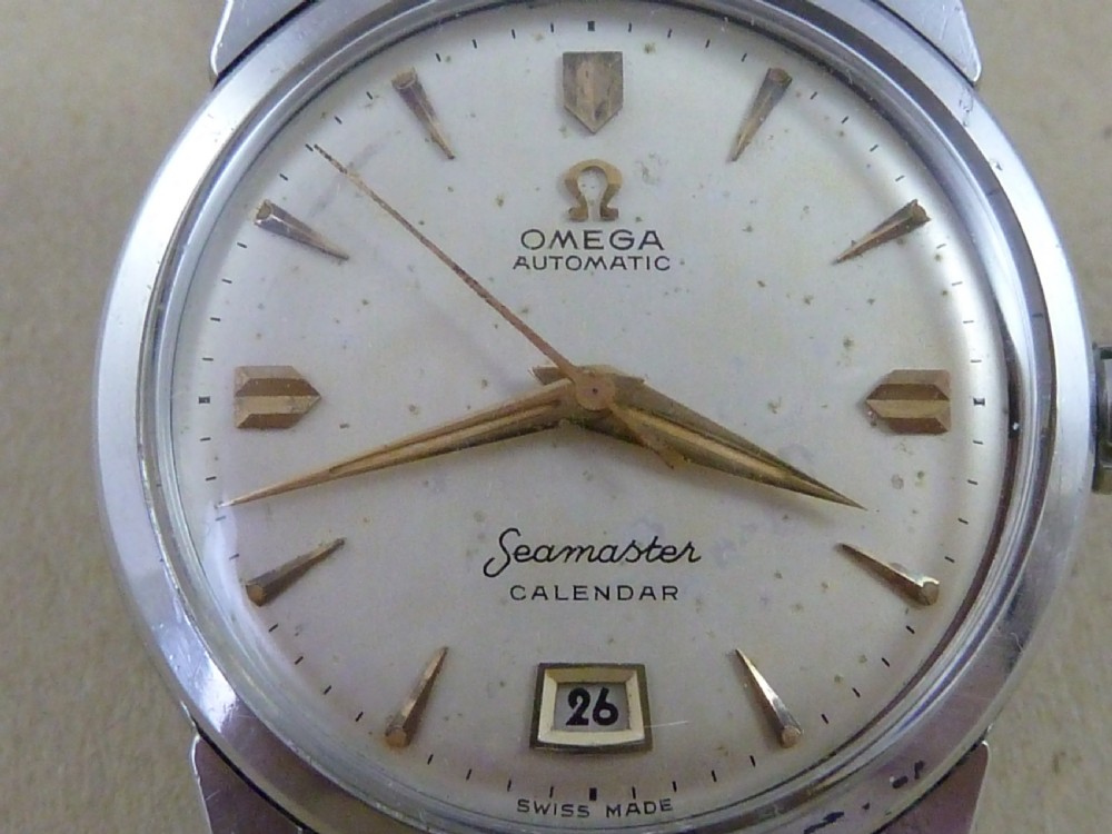 Omega Seamaster Automatic 355 Bumper Calendar Stainless Steel Rice Bead Bracelet Watch 1952 View IX