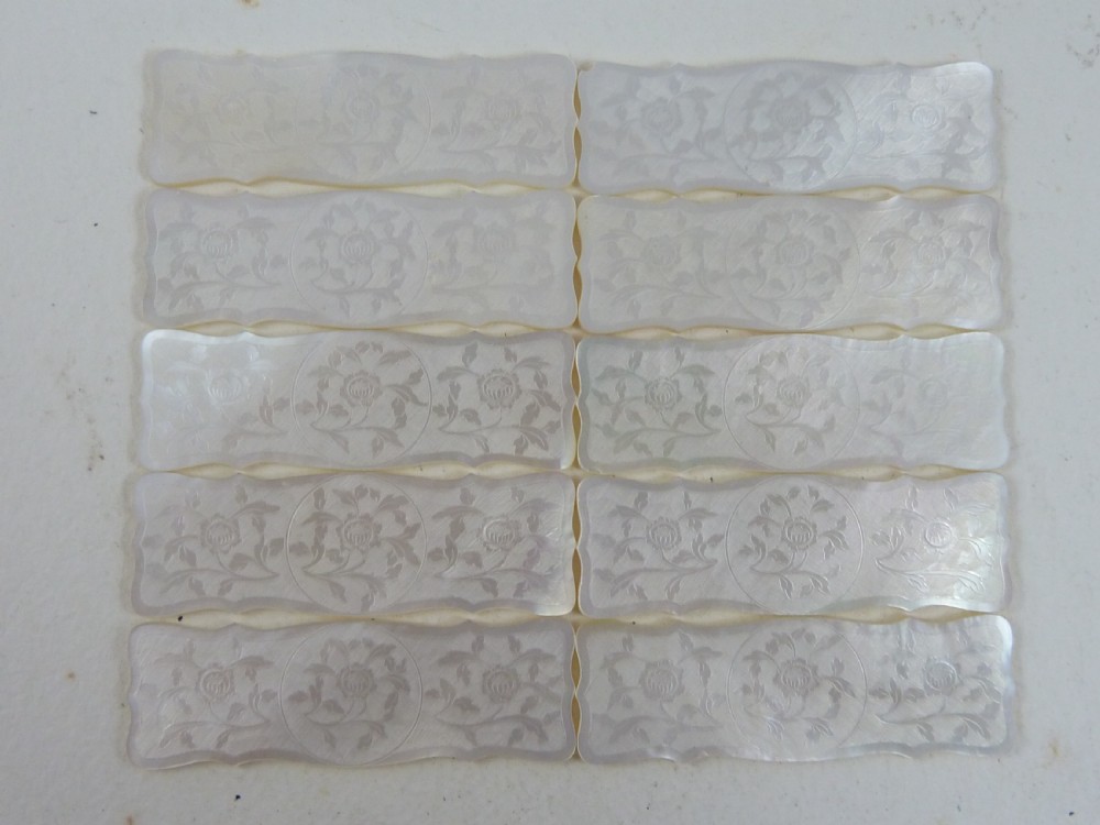 50 Chinese MOP Gaming Counters Mother of Pearl Gambling Georgian View XIII