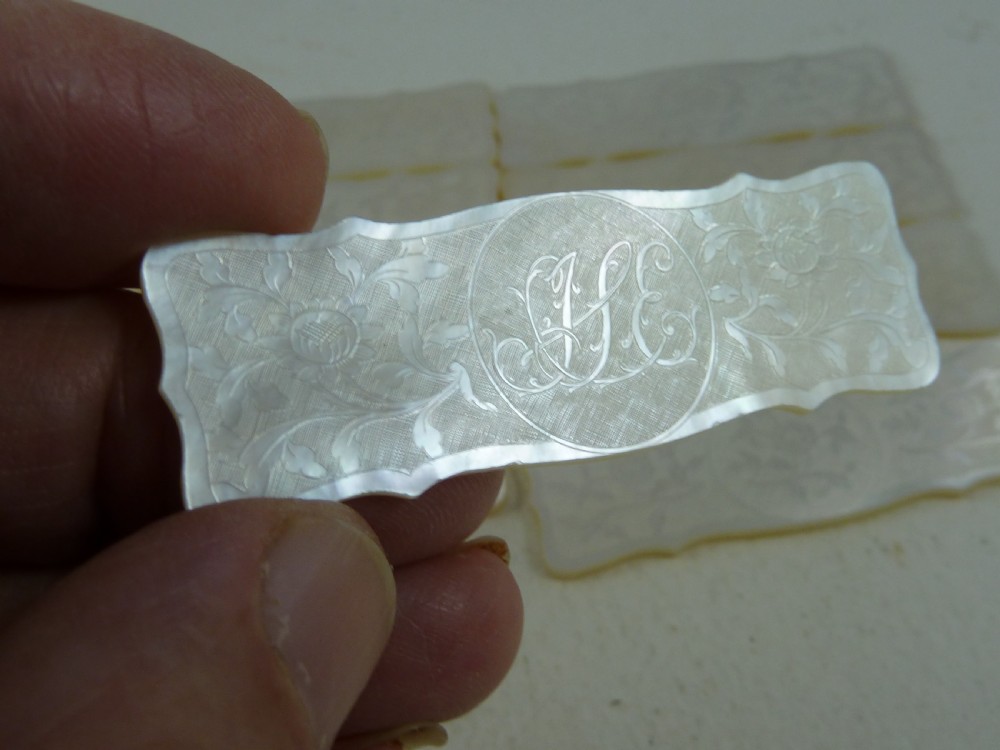 50 Chinese MOP Gaming Counters Mother of Pearl Gambling Georgian View XIV