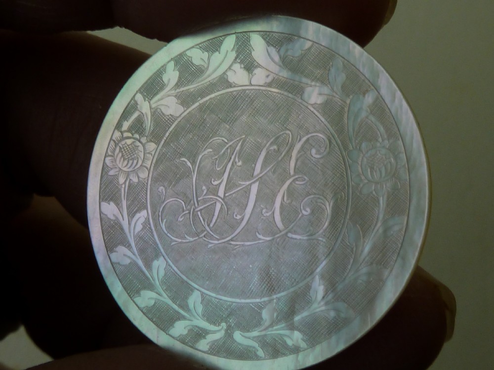 50 Chinese MOP Gaming Counters Mother of Pearl Gambling Georgian View XX