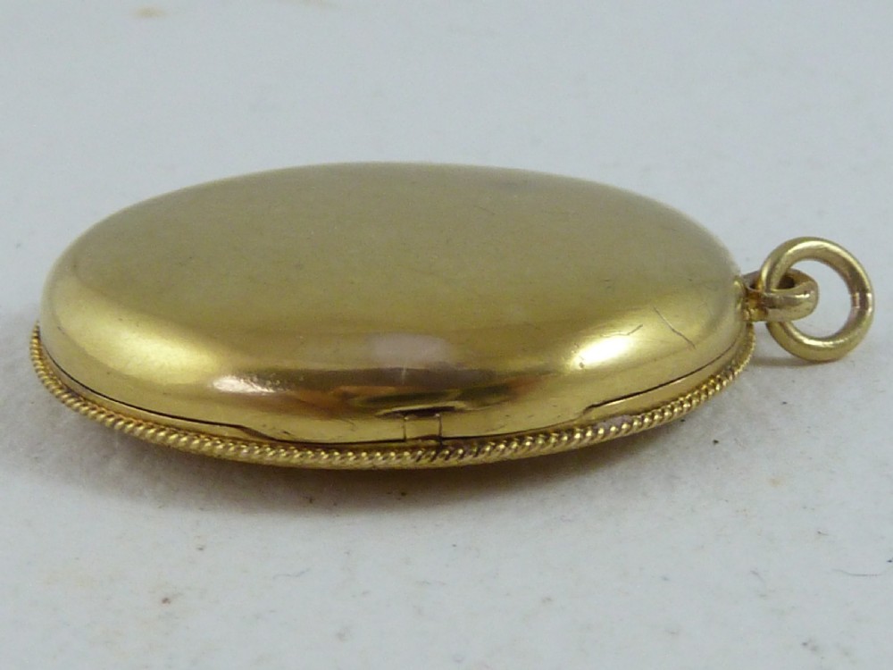 Victorian Solid Yellow Gold Engraved Photo Locket Necklace Pendant  View IV