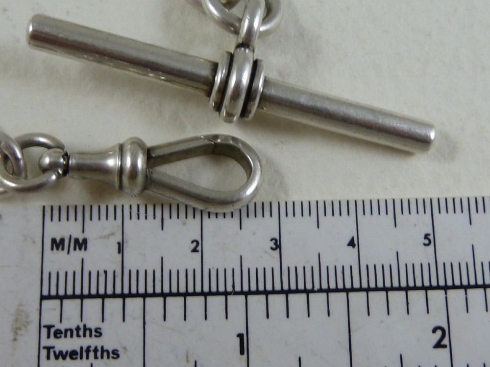 Sterling Silver Albert Pocket Watch Giant Trombone Link Chain 1899 View VI