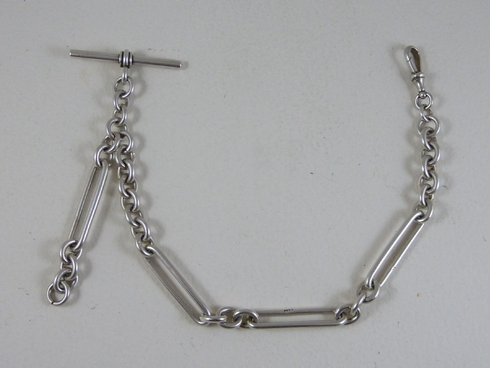 Sterling Silver Albert Pocket Watch Giant Trombone Link Chain 1899 View VIII