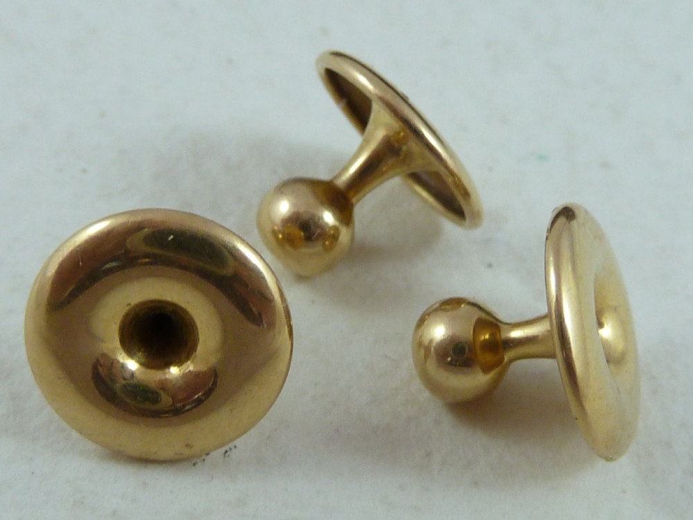 Victorian 18k Yellow Gold Boxed Shirt Collar Dress Studs Set 3 View VI