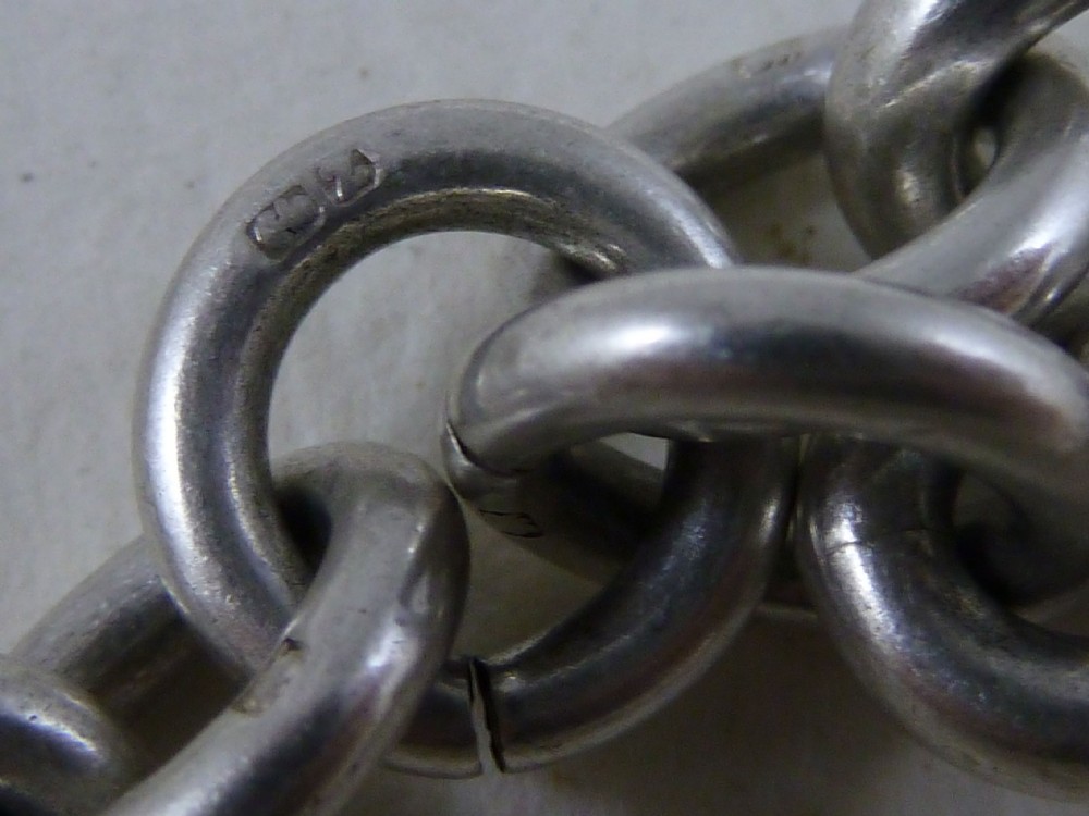 Sterling Silver Albert Pocket Watch Giant Trombone Link Chain 1899 View X