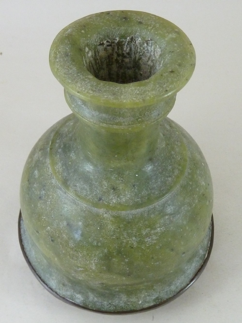 Huqqa Hookah Vase Water Pipe Green Soapstone Brass Indian Mughal View V