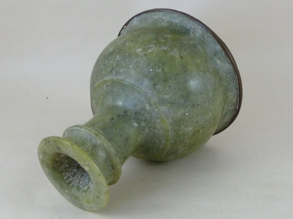 Huqqa Hookah Vase Water Pipe Green Soapstone Brass Indian Mughal View VI