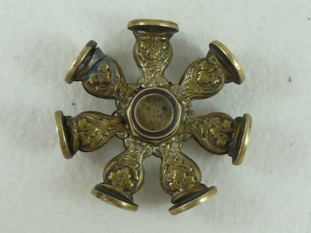 Victorian Wax Intaglio Multi Seal Star Wheel Letter Fob Brass