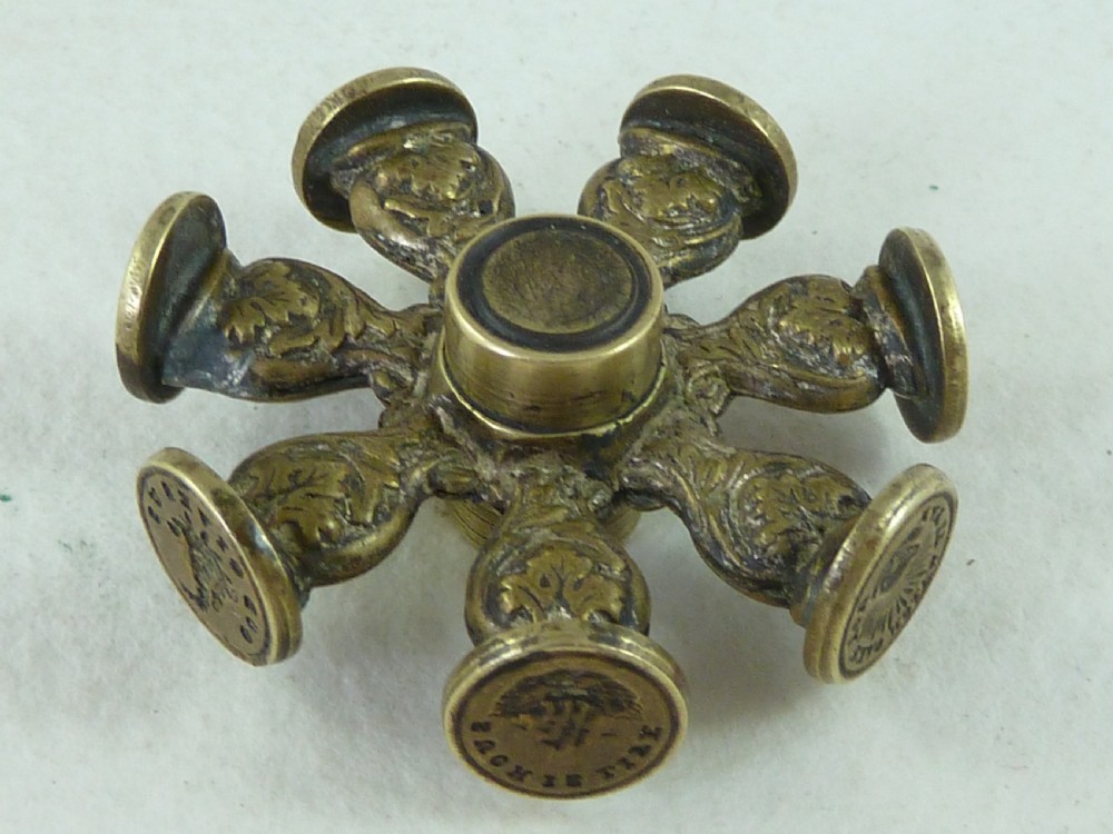 Victorian Wax Intaglio Multi Seal Star Wheel Letter Fob Brass View III