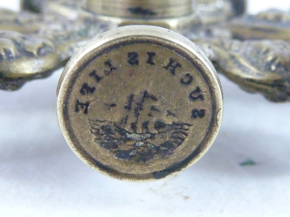 Victorian Wax Intaglio Multi Seal Star Wheel Letter Fob Brass View VIII