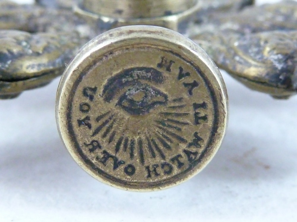 Victorian Wax Intaglio Multi Seal Star Wheel Letter Fob Brass View IX