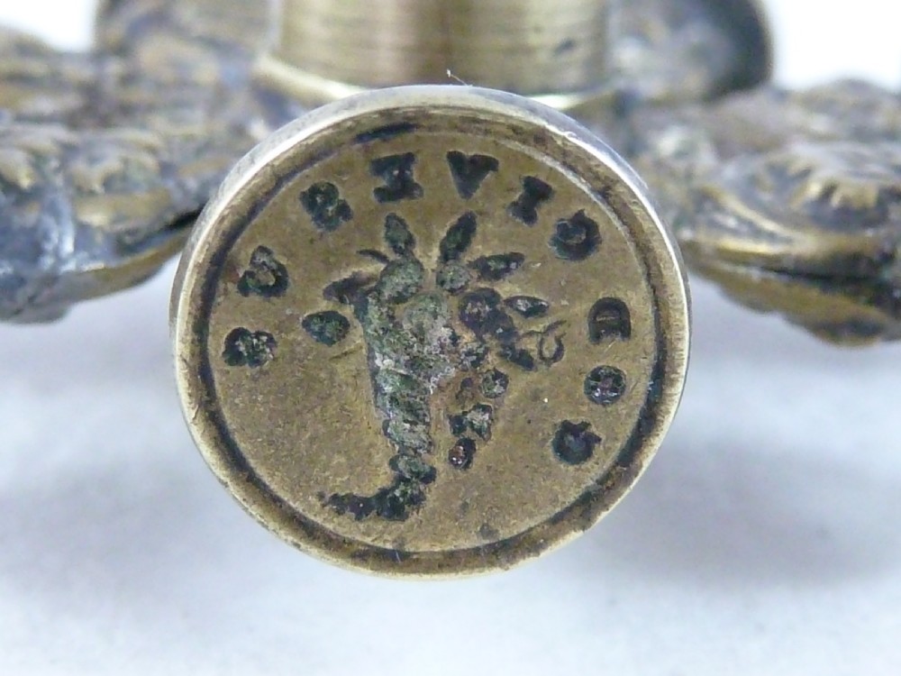 Victorian Wax Intaglio Multi Seal Star Wheel Letter Fob Brass View X