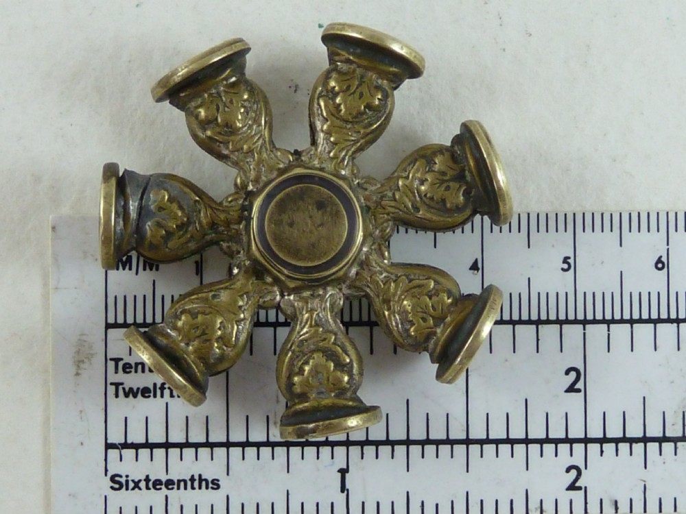 Victorian Wax Intaglio Multi Seal Star Wheel Letter Fob Brass View XI