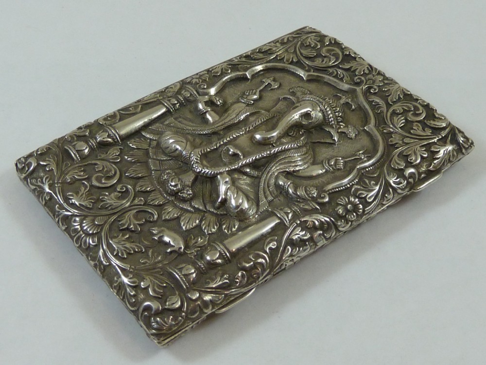 Anglo Indian Repousse Silver Cigarette Case Ganesh Cutch Elephant View V