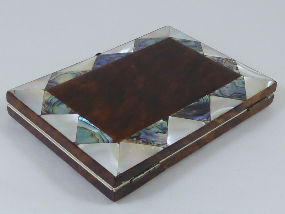 English Victorian Abalone MOP Tortoiseshell Visiting Calling Card Case Mother of Pearl View VII