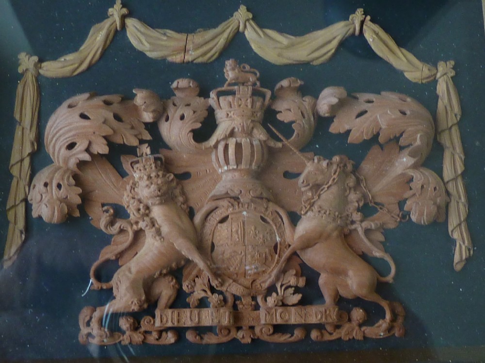 Carved Limewood Royal Hanoverian Coat of Arms Hogarth Framed Miniature View IV
