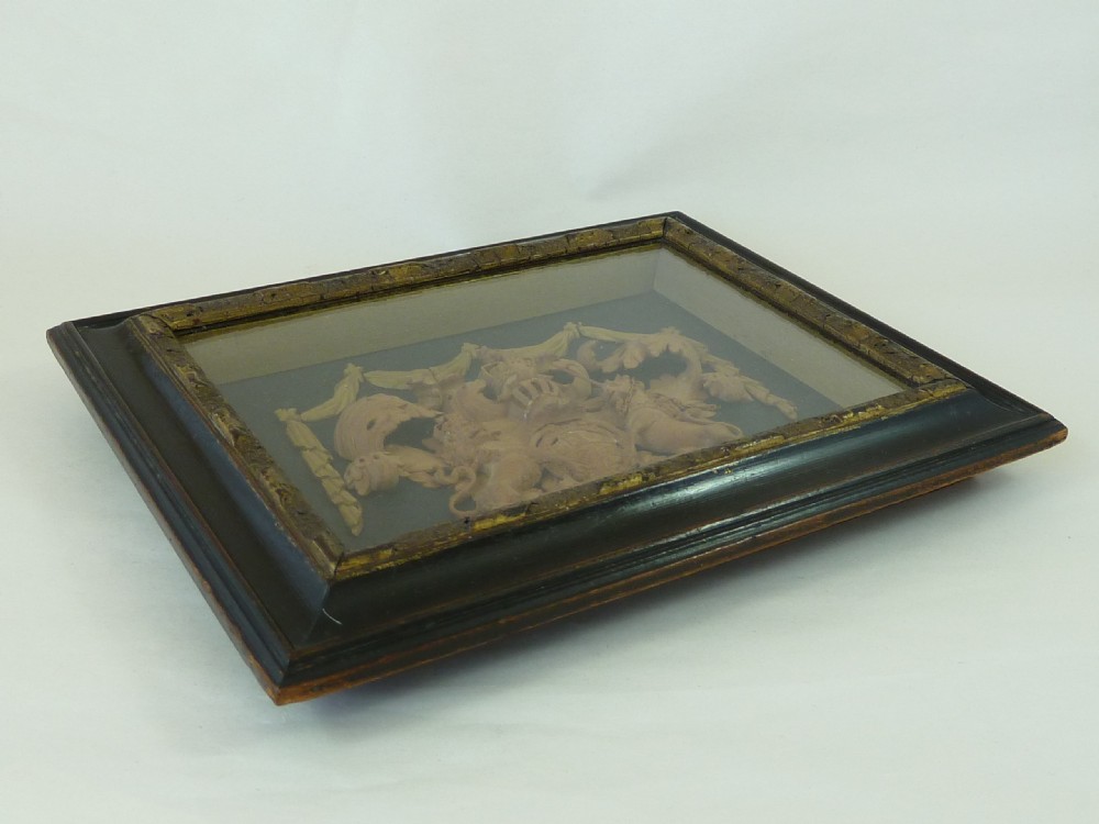 Carved Limewood Royal Hanoverian Coat of Arms Hogarth Framed Miniature View VIII