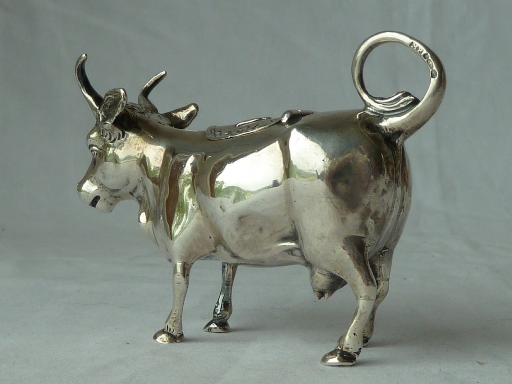 Cow Creamer German Novelty .930 Silver Cream Jug Model View II