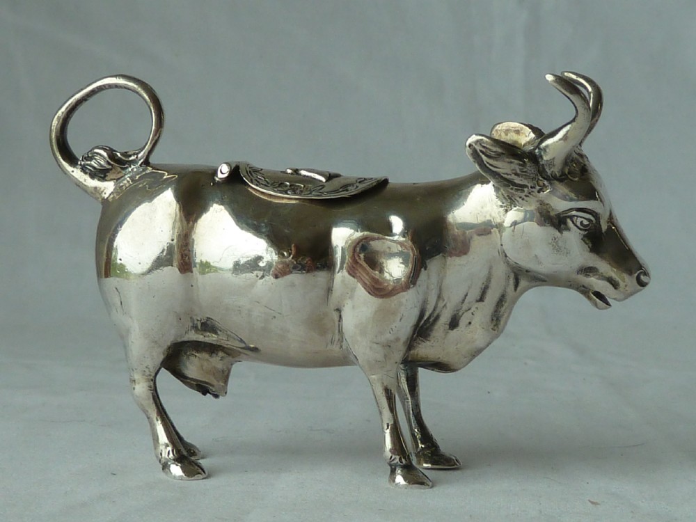 Cow Creamer German Novelty .930 Silver Cream Jug Model View IV