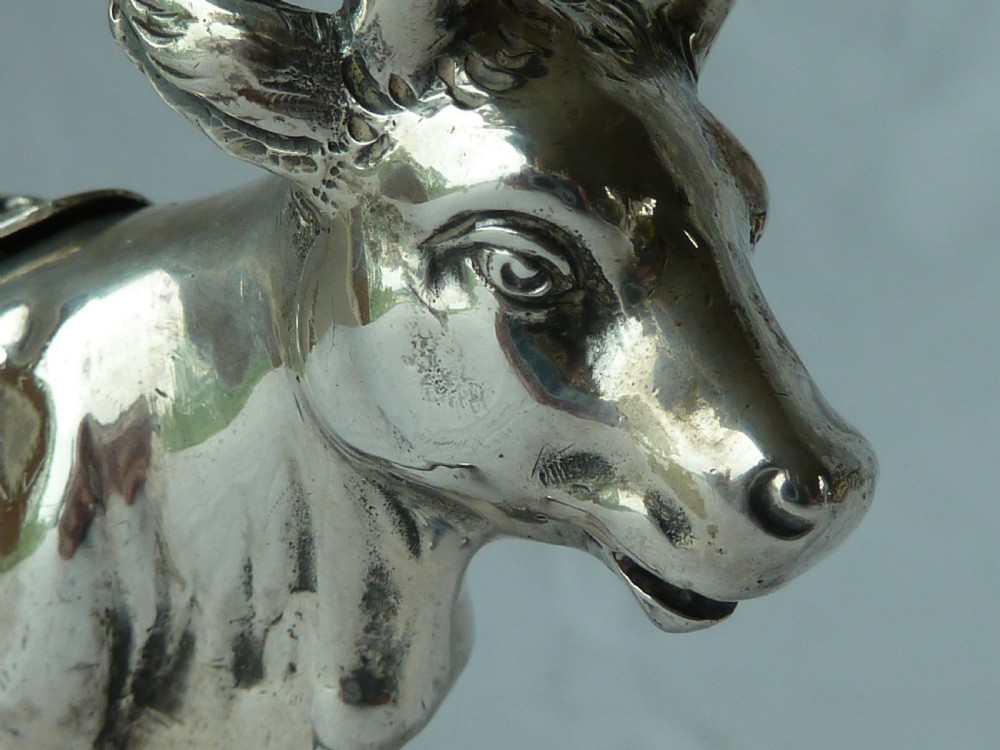 Cow Creamer German Novelty .930 Silver Cream Jug Model View V